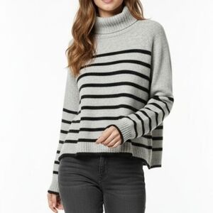 J.Crew Striped Cowl Neck Sweater Supersoft Yarn Wool Alpaca Sz XL NWOT